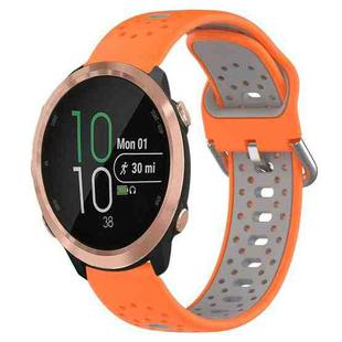For Garmin Forerunner 645 Music 20mm Breathable Two-Color Silicone Watch Band(Orange+Grey)