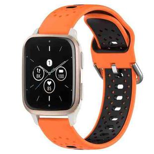 For Garmin Forerunner Sq2 Music 20mm Breathable Two-Color Silicone Watch Band(Orange+Black)