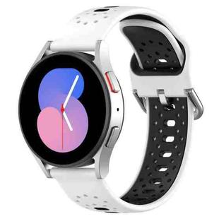For Samsung Galaxy Watch 5 Pro 45mm 20mm Breathable Two-Color Silicone Watch Band(White+Black)