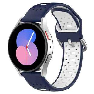 For Samsung Galaxy Watch 4 44mm 20mm Breathable Two-Color Silicone Watch Band(Midnight Blue+White)