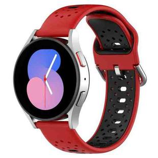 For Samsung Galaxy Watch 42mm 20mm Breathable Two-Color Silicone Watch Band(Red+Black)