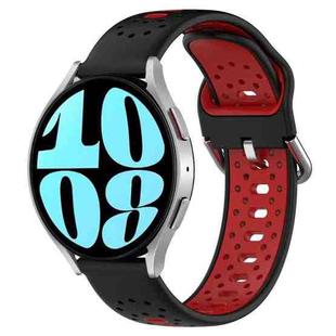 For Samsung Galaxy Watch 6 44mm 20mm Breathable Two-Color Silicone Watch Band(Black+Red)