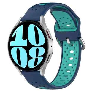 For Samsung Galaxy Watch 6 44mm 20mm Breathable Two-Color Silicone Watch Band(Blue+Teal)