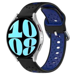 For Samsung Galaxy Watch 6 40mm 20mm Breathable Two-Color Silicone Watch Band(Black+Blue)