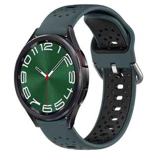 For Samsung Galaxy Watch 6 Classic 47mm 20mm Breathable Two-Color Silicone Watch Band(Olive Green+Black)