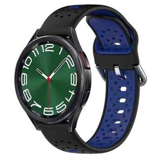For Samsung Galaxy Watch 6 Classic 47mm 20mm Breathable Two-Color Silicone Watch Band(Black+Blue)