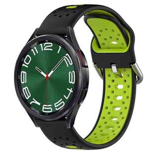 For Samsung Galaxy Watch 6 Classic 47mm 20mm Breathable Two-Color Silicone Watch Band(Black+Lime Green)