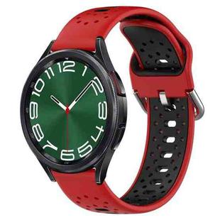 For Samsung Galaxy Watch 6 Classic 47mm 20mm Breathable Two-Color Silicone Watch Band(Red+Black)