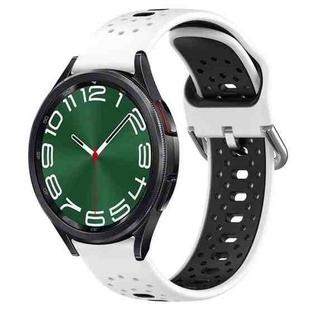 For Samsung Galaxy Watch 6 Classic 43mm 20mm Breathable Two-Color Silicone Watch Band(White+Black)