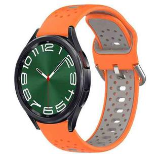 For Samsung Galaxy Watch 6 Classic 43mm 20mm Breathable Two-Color Silicone Watch Band(Orange+Grey)