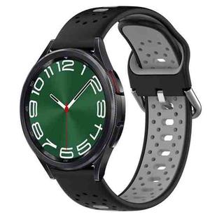 For Samsung Galaxy Watch 6 Classic 43mm 20mm Breathable Two-Color Silicone Watch Band(Black+Grey)