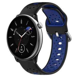 For Amazfit GTR Mini 20mm Breathable Two-Color Silicone Watch Band(Black+Blue)
