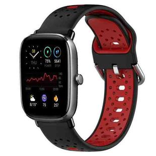 For Amazfit GTS 4 Mini 20mm Breathable Two-Color Silicone Watch Band(Black+Red)
