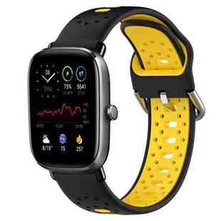 For Amazfit GTS 4 Mini 20mm Breathable Two-Color Silicone Watch Band(Black+Yellow)