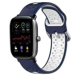 For Amazfit GTS 4 Mini 20mm Breathable Two-Color Silicone Watch Band(Midnight Blue+White)