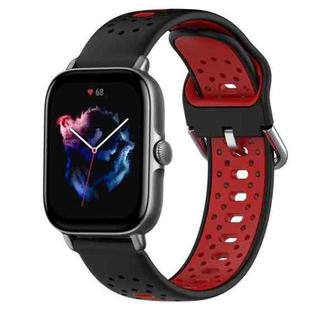 For Amazfit GTS 3 20mm Breathable Two-Color Silicone Watch Band(Black+Red)