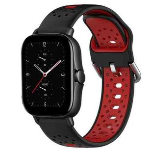 For Amazfit GTS 2E 20mm Breathable Two-Color Silicone Watch Band(Black+Red)