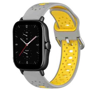 For Amazfit GTS 2E 20mm Breathable Two-Color Silicone Watch Band(Grey+Yellow)