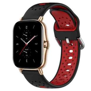 For Amazfit GTS 2 20mm Breathable Two-Color Silicone Watch Band(Black+Red)