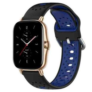 For Amazfit GTS 2 20mm Breathable Two-Color Silicone Watch Band(Black+Blue)