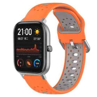 For Amazfit GTS 20mm Breathable Two-Color Silicone Watch Band(Orange+Grey)