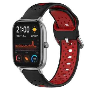 For Amazfit GTS 20mm Breathable Two-Color Silicone Watch Band(Black+Red)