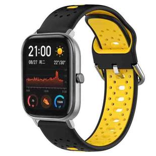 For Amazfit GTS 20mm Breathable Two-Color Silicone Watch Band(Black+Yellow)