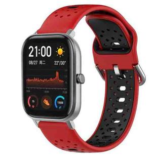 For Amazfit GTS 20mm Breathable Two-Color Silicone Watch Band(Red+Black)