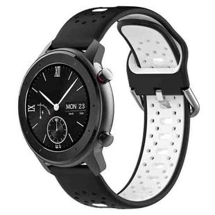 For Amazfit GTR 42mm 20mm Breathable Two-Color Silicone Watch Band(Black+White)