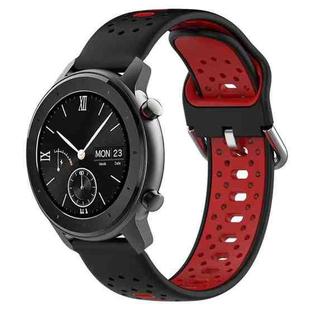 For Amazfit GTR 42mm 20mm Breathable Two-Color Silicone Watch Band(Black+Red)