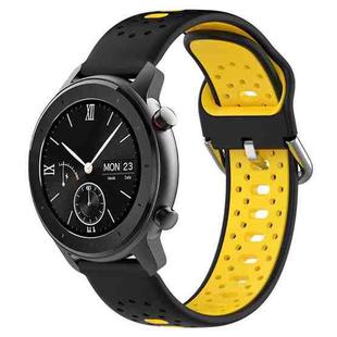 For Amazfit GTR 42mm 20mm Breathable Two-Color Silicone Watch Band(Black+Yellow)