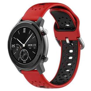For Amazfit GTR 42mm 20mm Breathable Two-Color Silicone Watch Band(Red+Black)
