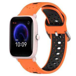 For Amazfit Pop Pro 20mm Breathable Two-Color Silicone Watch Band(Orange+Black)