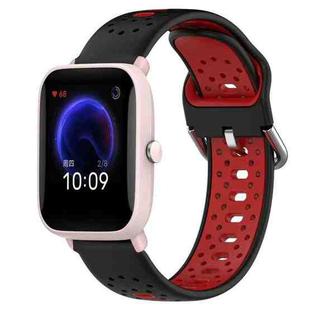 For Amazfit Pop Pro 20mm Breathable Two-Color Silicone Watch Band(Black+Red)
