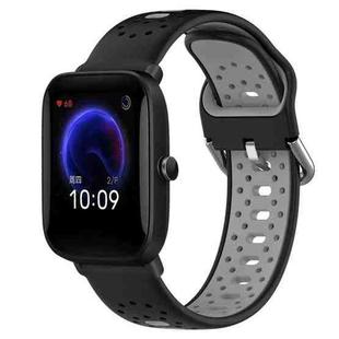 For Amazfit Pop 20mm Breathable Two-Color Silicone Watch Band(Black+Grey)