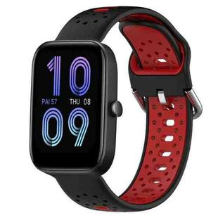 For Amazfit Bip3 20mm Breathable Two-Color Silicone Watch Band(Black+Red)