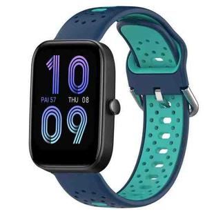 For Amazfit Bip3 20mm Breathable Two-Color Silicone Watch Band(Blue+Water Duck)