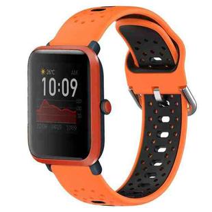 For Amazfit Bip 1S 20mm Breathable Two-Color Silicone Watch Band(Orange+Black)