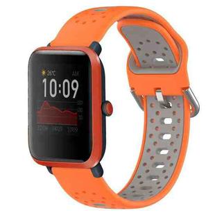 For Amazfit Bip 1S 20mm Breathable Two-Color Silicone Watch Band(Orange+Grey)