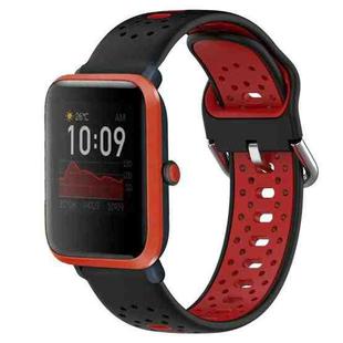 For Amazfit Bip 1S 20mm Breathable Two-Color Silicone Watch Band(Black+Red)