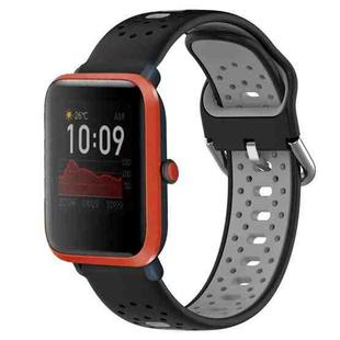 For Amazfit Bip 1S 20mm Breathable Two-Color Silicone Watch Band(Black+Grey)