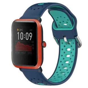 For Amazfit Bip 1S 20mm Breathable Two-Color Silicone Watch Band(Blue+Water Duck)