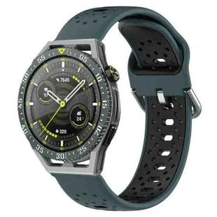 For Huawei Watch GT3 SE 22mm Breathable Two-Color Silicone Watch Band(Olive Green+Black)