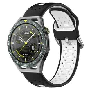 For Huawei Watch GT3 SE 22mm Breathable Two-Color Silicone Watch Band(Black+White)