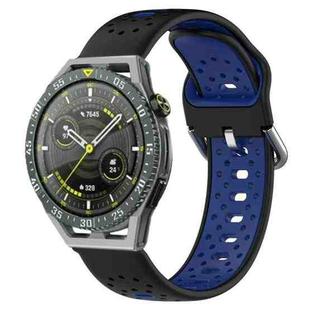 For Huawei Watch GT3 SE 22mm Breathable Two-Color Silicone Watch Band(Black+Blue)