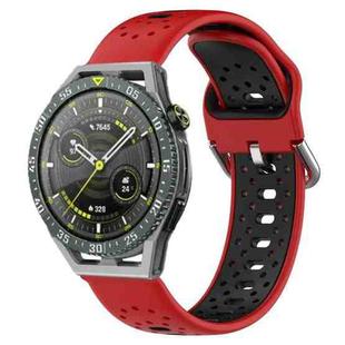 For Huawei Watch GT3 SE 22mm Breathable Two-Color Silicone Watch Band(Red+Black)