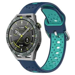 For Huawei Watch GT3 SE 22mm Breathable Two-Color Silicone Watch Band(Blue+Teal)
