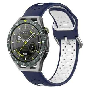 For Huawei Watch GT3 SE 22mm Breathable Two-Color Silicone Watch Band(Midnight Blue+White)