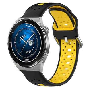 For Huawei Watch GT3 Pro 46mm 22mm Breathable Two-Color Silicone Watch Band(Black+Yellow)