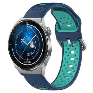 For Huawei Watch GT3 Pro 46mm 22mm Breathable Two-Color Silicone Watch Band(Blue+Teal)